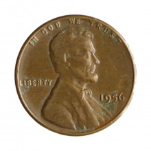 Km#A132 1 Cent 1956 MBC Estados Unidos  América  Lincoln Cent Espiga de Trigo  Bronze 19(mm) 3.11(gr)