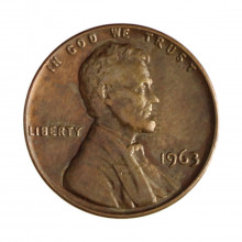 Km#201 1 Cent 1963 MBC Estados Unidos  América  Lincoln Memorial  Bronze 19(mm) 3.11(gr)