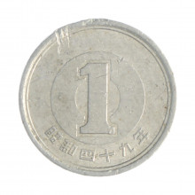 Km#74 1 Yen 1974 MBC Japão Ásia C/peq mossa Alumínio 20(mm) 1(gr)