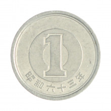 Km#74 1 Yen 1988 MBC Japão Ásia Alumínio 20(mm) 1(gr)
