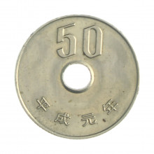 Km#101 50 Yen 1989 MBC/SOB Japão Ásia Cupro-Níquel 21(mm) 4(gr)
