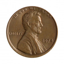 Km#201 1 Cent 1974 MBC+ Estados Unidos  América  Lincoln Memorial  Bronze 19(mm) 3.11(gr)