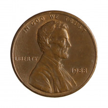 Km#201b 1 Cent 1988 MBC Estados Unidos  América  Lincoln Memorial  Zinco com revestimento de cobre  19.05(mm) 2.5(gr)