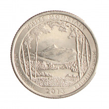 Quarter Dollar 2013 P SOB New Hempshire: White Mountain C/Sinais de Limpeza