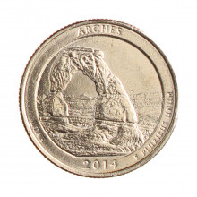 Quarter Dollar 2014 P MBC Utah: Arches C/Sinais de Limpeza