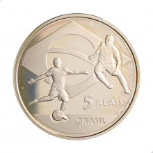 Estojo Moeda P-745 5 Reais 2010 FC Copa do Mundo - África do Sul Prata 925 Ø40mm 27gr.