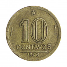 Moeda V-182 10 Centavos 1946  MBC C/ Sigla Bronze Alumínio  Ø17mm 3gr.*