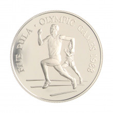 Moeda Km#21 5 Pula 1988 FC Botsuana África Jogos Olímpicos de Verão de 1988 Prata 0.925 Ø38mm 28,28gr.