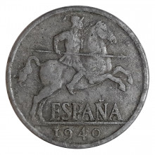 KM#766 10 Cêntimos 1940 MBC Espanha Europa