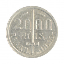 Moeda P-720 2000 Réis 1935 MBC Duque de Caxias Prata 0.500 Ø26mm 8gr.
