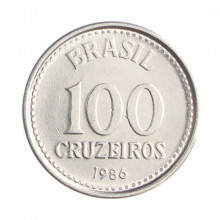 Moeda V-375 100 Cruzeiros 1986 FC Aço Inoxidável Ø17mm 2gr.