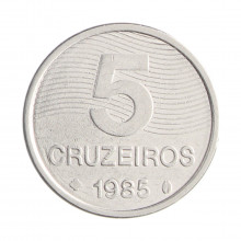 Moeda V-354 5 Cruzeiros 1985 SOB FAO Aço Inoxidável Ø22mm 4,02gr.