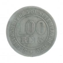 Moeda V-008 100 Réis 1878 MBC  Cupro Níquel Ø27mm 10gr.