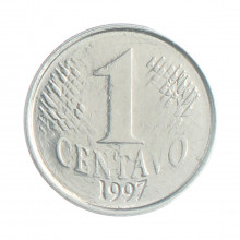 Moeda V-441 1 Centavo 1997 MBC Batida Fraca Aço Inoxidável Ø20mm 3gr.*