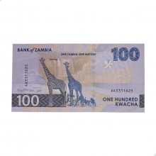 Cédula P#W65 100 Kwacha 2024 Zâmbia África FE