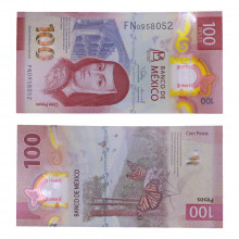 Cédula P#W139 100 Pesos 2025 100º Aniversário do Banco do México Polímero México América FE