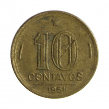 Moeda V-201 10 Centavos 1951 BC/MBC Bronze Alumínio Ø17mm 3gr.