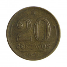 Moeda V-186B 20 Centavos 1944  BC  S/ Sigla Bronze Alumínio  Ø19mm 4gr.