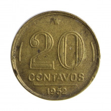 Moeda V-210 20 Centavos 1952 BC/MBC Bronze Alumínio Ø19mm 4gr.