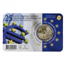 Blister Moeda KM#386 2 Euros 2019  FC Bélgica Europa  25º aniversário do Instituto Monetário Europeu (IME) Bimetálico  Ø