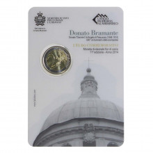 Blister Moeda KM#296 2 Euros 2014  FC San Marino Europa  500º aniversário da morte de Bramante Lazzari delle Penne Bimet