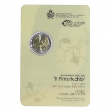 Blister Moeda KM#294 2 Euros 2013  FC San Marino Europa  500º aniversário da morte de Pinturicchio Bimetálico  Ø25,75mm