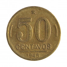 Moeda V-194 50 Centavos 1945 MBC C/Sinais de Limpeza Bronze Alumínio Ø21mm 5gr.