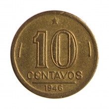 Moeda V-185 20 Centavos 1943 MBC C/Sinais de Limpeza Bronze Alumínio Ø19mm 4gr.