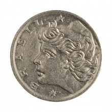 Moeda V-318 1 Cruzeiro 1970 MBC C/Sinais de Limpeza Níquel Ø29mm 10gr.