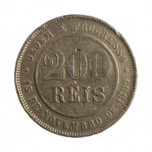 Moeda V-049 200 Réis 1896 BC/MBC Cupro Níquel Ø32mm 15gr.