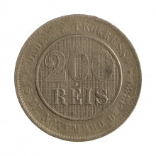 Moeda V-046 200 Réis 1893 MBC  Cupro Níquel Ø32mm 15gr.