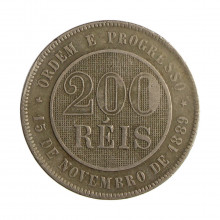 Moeda V-049 200 Réis 1896 MBC  Cupro Níquel Ø32mm 15gr.