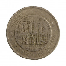 Moeda V-049 200 Réis 1896 BC  Cupro Níquel Ø32mm 15gr.