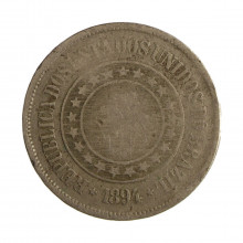 Moeda V-047 200 Réis 1894 BC  Cupro Níquel Ø32mm 15gr.