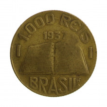 Moeda V-158 1000 Réis 1937 BC/MBC José Anchieta Bronze Alumínio Ø24,5mm 7gr.*
