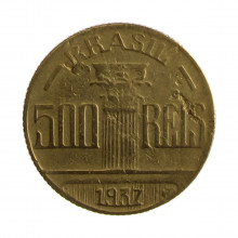 Moeda V-154 500 Réis 1937  BC  Feijó Bronze Alumínio  Ø22,5mm 5gr.