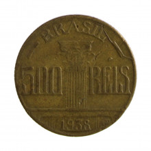 Moeda V-155 500 Réis 1938 BC/MBC Feijó Bronze Alumínio Ø22,5mm 5gr.