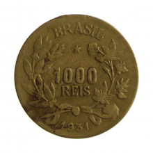 Moeda V-134 1000 Réis 1931 MBC Data Difícil Bronze Alumínio Ø27mm 8gr.