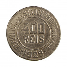 Moeda V-117 400 Réis 1929 BC/MBC Cupro Níquel Ø30mm 12gr.