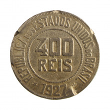 Moeda V-116 400 Réis 1927 BC Cupro Níquel Ø30mm 12gr. *