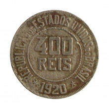 Moeda V-110 400 Réis 1920 BC Cupro Níquel Ø30mm 12gr.