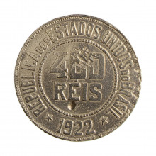 Moeda V-112 400 Réis 1922 BC Cupro Níquel Ø30mm 12gr.