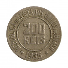 Moeda V-107 200 Réis 1935 BC/MBC Cupro Níquel Ø25mm 8gr.