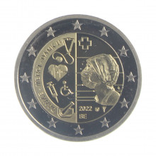 Estojo Moeda KM#429 2 Euros 2022 FC Bélgica Europa Cuidados de saúde na COVID PROOF Bimetálico Ø25,75mm 8,5gr.