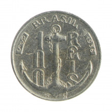 Moeda V-140 100 Réis 1936 MBC C/Sinais de Limpeza Tamandaré Cupro Níquel Ø20mm 4,5gr.