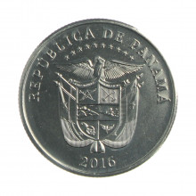 Moeda KM#154 ¼ Balboa 2016 FC Panamá América 1907 Construção do Canal do Panamá Cupro Níquel Ø24,26mm 5,67gr.