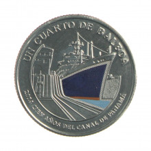 Moeda KM#158 ¼ Balboa 2016 FC Panamá América Centenário do Canal do Panamá Cupro Níquel Ø24,26mm 5,67gr.