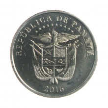 Moeda KM#157 ¼ Balboa 2016 FC Panamá América Alargamento do Canal do Panamá 2007-2016 Cupro Níquel Ø24,26mm 5,67gr.