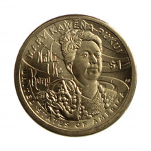 Moeda KM#814 1 Dollar Native Maria Kawena Pukui 2025 P FC USA América Cobre Revestido de Latão Manganês Ø26,49mm 8,1gr.