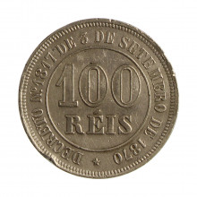 Moeda V-013 100 Réis 1883 MBC+  Cupro Níquel Ø27mm 10gr.*